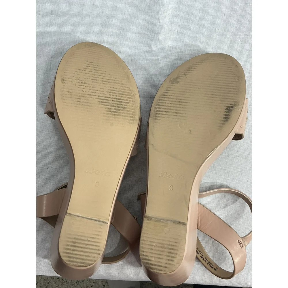 Girls Bata Size 3 Pink Open Toe Sling Back Wedge Sandals - Picture 8 of 9